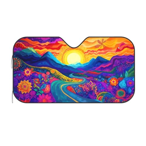 Abstract Flower Sunrise Car Sun Shade Windshield Sunshade Foldable Front Window Shield Cover for Truck SUV by mutakin - Image 7