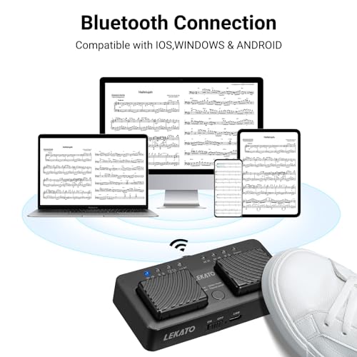 LEKATO Bluetooth Page Turner Pedal für Tablet Smartphone, Wiederaufladbares Page Turning Pedal, Drahtloser Seitenwender Silent Sheet Music Page Turner Pedal Bluetooth Fußschalter