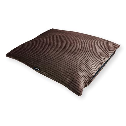 4L Textil Molly Hundekissen flauschig Cord Hundebett Grosse Hunde mit Bezug und Reißverschluss kuscheliges Hundekissen waschbar (80x60 cm, Braun)