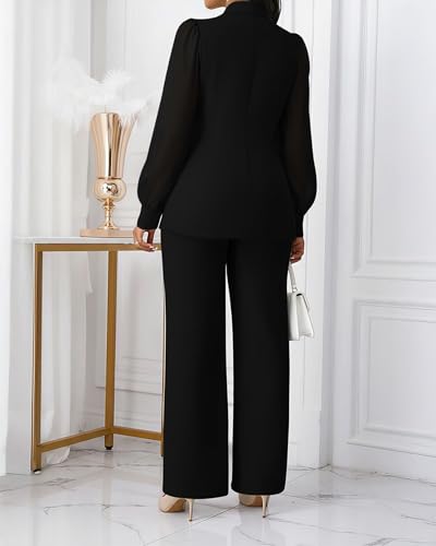 Kafiloe Women's Suits 2 Piece Set Dressy Long Sleeve Blazer Pants Suits Work Office Business Casual Outfits - Image 6