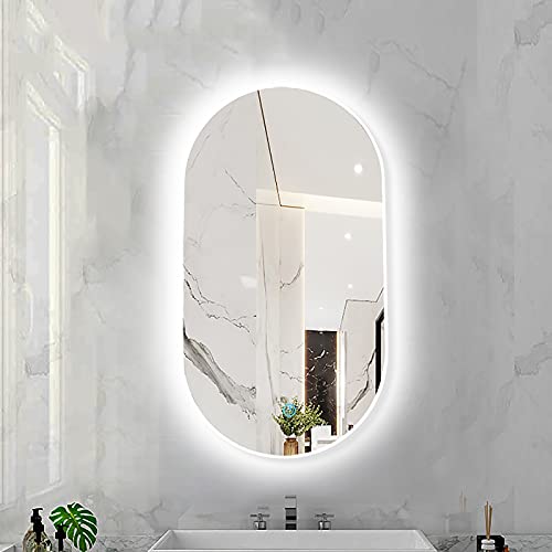 Miroir de salle de bain ovale rétroéclairé au design élégant en métal - 2