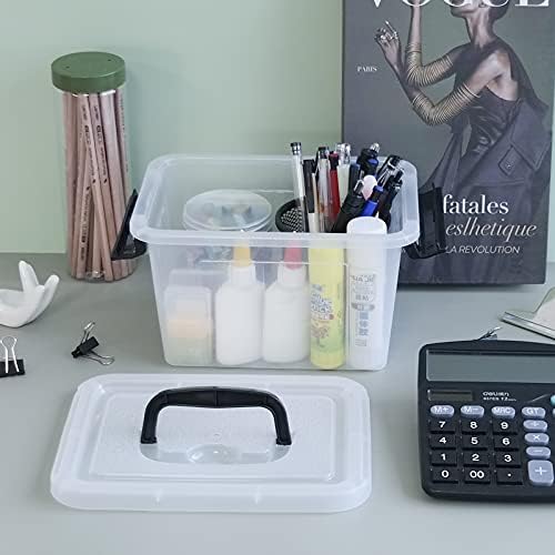 Ordate 3.5 L Small Clear Storage Latch Boxes, Latch Bins with Handles, Set of 6