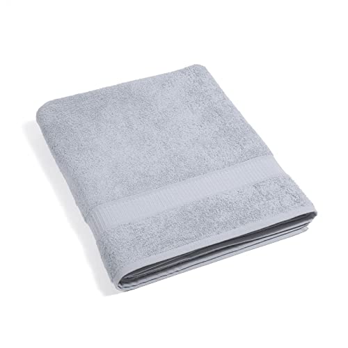 spugnissima - Ocean 100% Cotton Plain Bath Towel, 100 x 150 cm, Pearl Grey, Grigio Perla, CM. 100x150