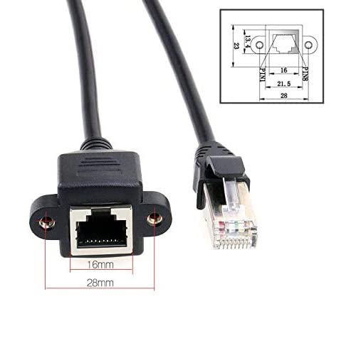 Jimier CY UT-016-1.0M Waterproof Dustproof Latch Locking CAT6 RJ45 Male To Female Lan Ethernet Network Extension Cable Car Panel Mount Design