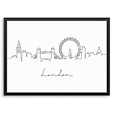 Abstract London City Skyline Wall Decor Art Print Poster - UNFRAMED - Black and White Modern Artwork...