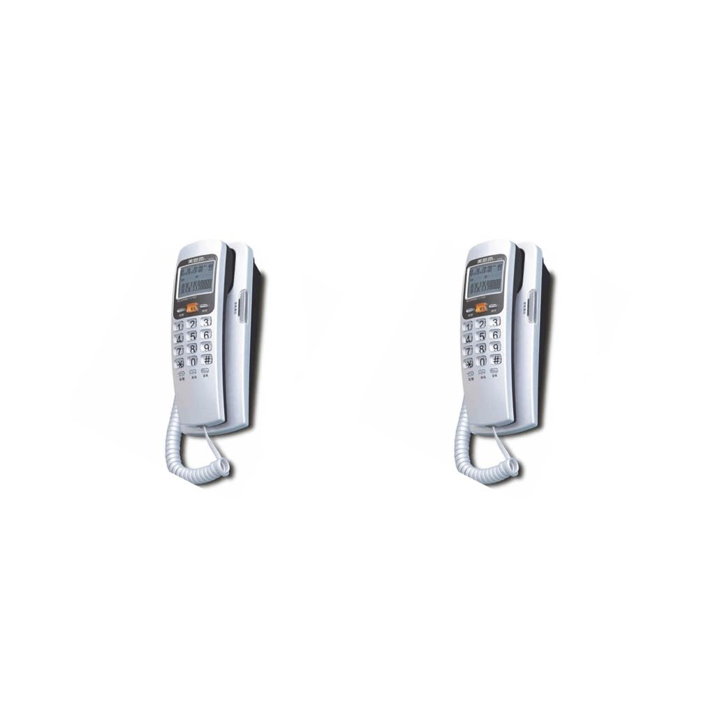 Juego de 2 teléfonos FSK/DTMF para montar en la pared, extensión pequeña, decoración de identificación de llamadas, teléfono fijo, hogar, hotel, oficina, escritorio