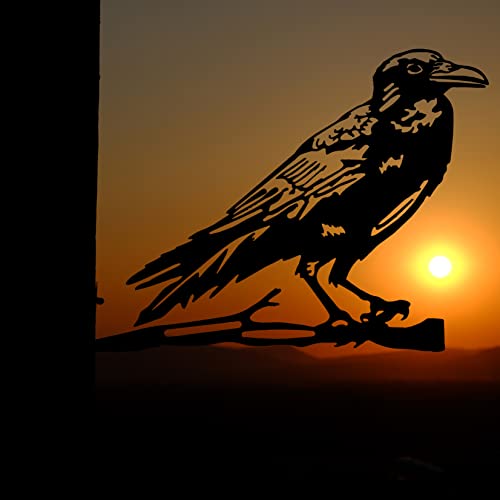 Renovatio Metal Raven - Metal Birds Yard Decor - Metal Yard Art - Tree Decorations Outdoor - Backyard Decor - Garden Gift - Garden & Patio Decor - Halloween Decoration Outdoor #TOP6