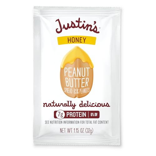 Image of Justin's Honey Peanut Butter Squeeze Packs, Organic Ingredients, Non-GMO, Gluten-Free, Responsibly Sourced, Kosher, 0.5 Ounce (150 Pack)
