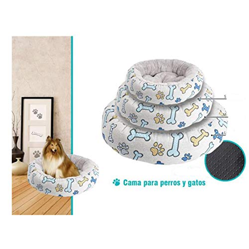 Cisne 2013, S.L. Cama para Perro y Gato Estampado Huesos Azules Cuna Y COJÍN 70 * 55 cm.