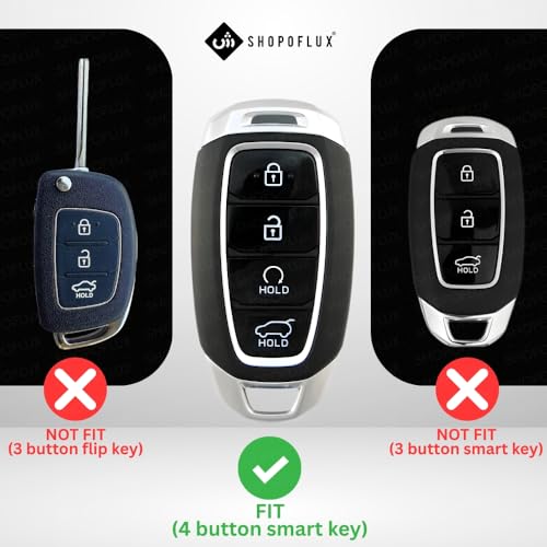 Image of SHOPOFLUX Metal Key Cover Compatible with Hyundai Verna | i20 Facelift N Line N8 Car 4 button smart key