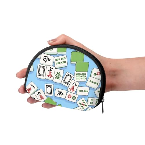 Portable Coin Purse Mahjong 3d Green Mini Zippered Money Pouch Card Holder3