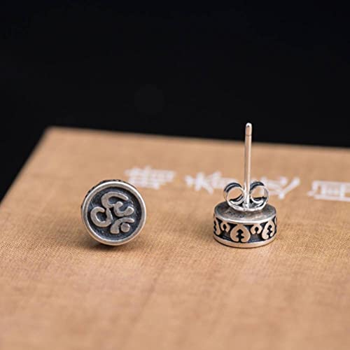 Boucles d'oreilles en Argent S925 rétro thaïlandais au fini vintage ciselé