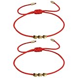 eMeition Pulsera tibetana china de cuerda roja para protección de oración budista con cuentas de cobre para mujeres y hombres, parejas, tobilleras de Año Nuevo lunar, regalo de la suerte, One Size