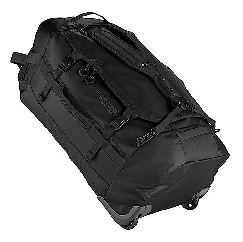 Eagle Creek Cargo Hauler Wheeled Duffel, 130 L - Borsa da viaggio pieghevole con ruote, tessuto TPU resistente all'abrasione e all'acqua, cinturini per zaino, Nero (Jet Black), capacità:129l