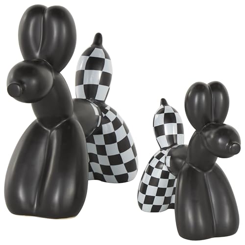 Escultura decorativa perro cerámica negro set 2 miniatura 4
