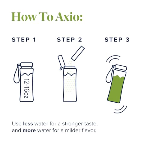 Image of LifeVantage AXIO Regular Energy Drink Powder, Nootropic Supplement, Focus & Mood Support, with L-theanine, Green Tea, B Vitamins, DMAE, Quercetin & Pine Bark, Green Apple, 30 Packets