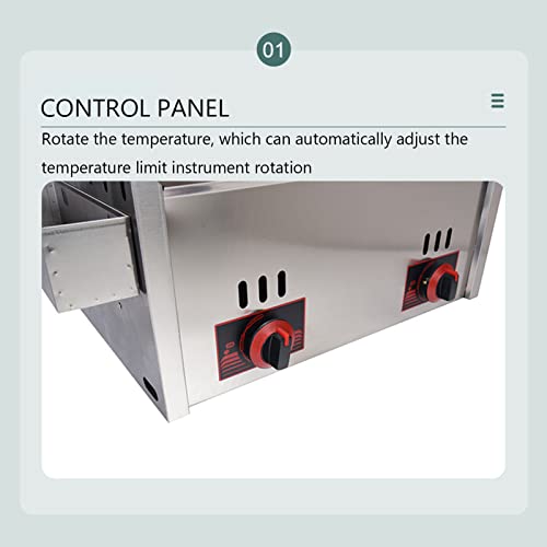 Edelstahl-LPG-Fritteuse,Arbeitsplatte Öl Friteuse Doppelter Tank Fritteuse Maschine Freistehende Temperaturregelung Easy Clean Für Brathähnchen,Restaurant – Bild 4