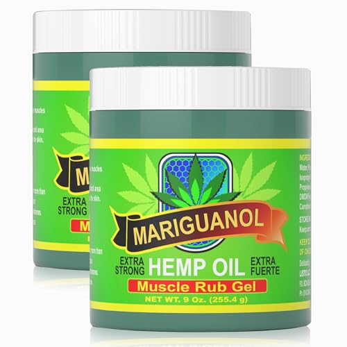 Mariguanol 9 Oz. Extra Strong Muscle Rub Gel with Hemp Oil Menthol & Camphor Cooling Rapid-Absorbing Topical Gel for Active Lifestyles Net Wt. 9 oz (255.4 g) [Pack of 2]