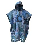 manakamana Boho Patchwork Poncho,Extra Long 100% Cotton Mexican Style Festival Pancho Baja Hoodie