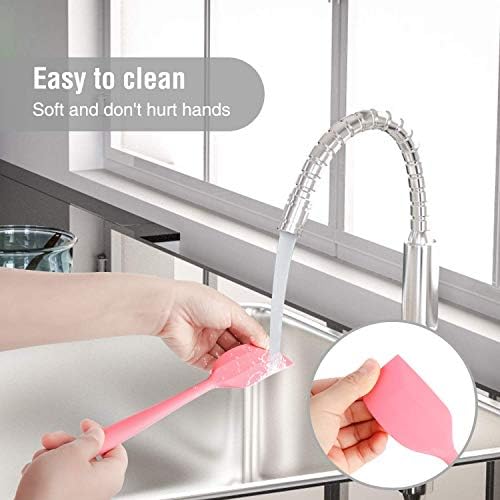 EooCoo Small Silicone Spatula for Baking, Heat Resistant Seamless Pastry Brushes and Cake Cream Spatulas, for BBQ, Mixing, Cooking, Non-Stick, 8.6inch, 4pcs