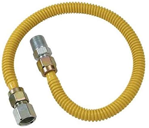 GasFlex Yellow Coated Stainless Steel GAS APPLIANCE CONNECTOR 3/4-Inch FIP x 3/4-Inch MIP 5/8-Inch OD 160,000 BTU Natural Gas (240,000 BTU LPG) 24 inch