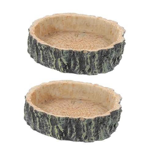 Milisten 2個 動物の餌入れ クレステッドゲッコー アクセサリー 爬虫類水皿 蛙 タートルウォーターボウル 亀の餌 モルモットの水入れ モルモットボウル カメ トカゲフィーダーボウル 樹脂