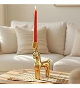 BEHOMA Handcrafted Aluminium Horse Candle Holder | Gold Finish Decorative Taper Candlestick | Val...