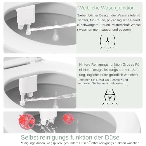 Bidet para baño con doble boquilla y control de presión ajustable 8