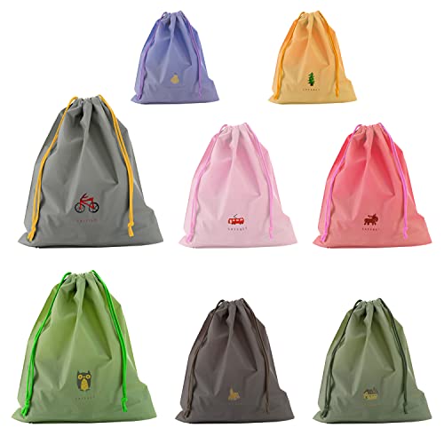 Lot de 8 poches avec cordon de serrage pour dessin animé, sac de sport étanche, sac de sport avec cordon de serrage, sac multi-usages, unisexe, convient pour la randonnée, les voyages en plein air