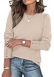 Early Fall Fashion Womens Sweaters Lightweight Trendy Fall Teacher Outfits Winter Clothing Long Sleeve Button Cuff Tops Apricot L