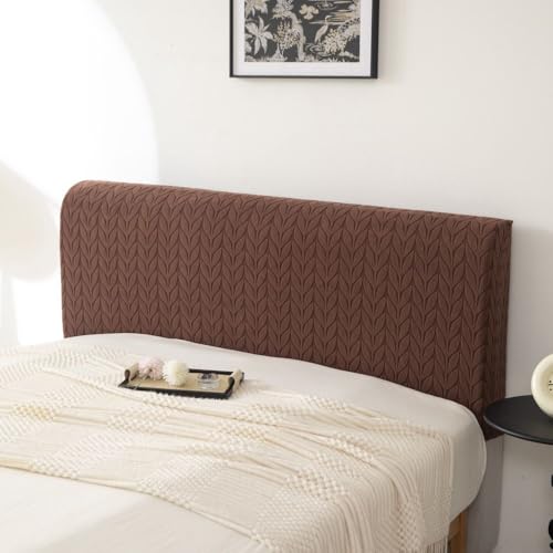 Image of HOMETHREADS Stretchable Lycra /Velvet Headboard Cover | Soft, Dust-Proof & Wrinkle-Resistant Bed Back Protector | Fits Leather, Wooden & Fabric Bedsides | for 5ft to 6.5ft Beds | (Brown, 172x65cm)