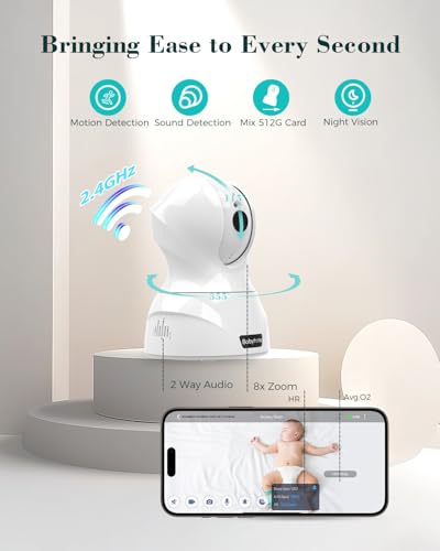 Babytone Baby Monitor- Smart Sleep Sock & HD Camera, Track Heart Rate & Average Oxygen Level, Cry/Motion Detect, Two-Way Audio and 1080P Night Vision 2.4G Baby Monitor with APP - Image 6