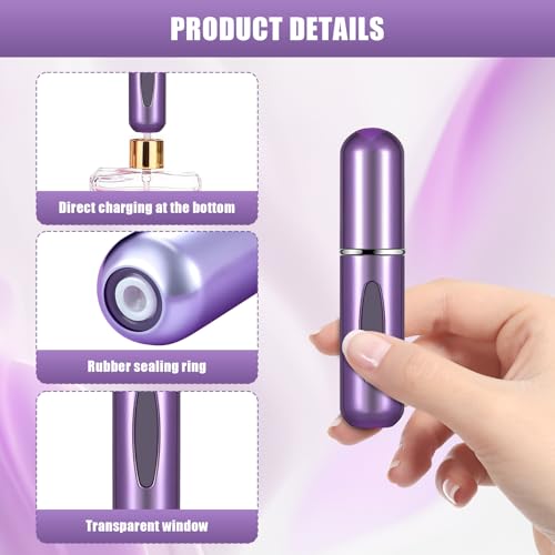Image of Portable Mini Perfume Atomizer Bottle, 5ml /0.17oz Refillable Spray, Scent Pump Case, Travel Atomizer (Matte Purple)
