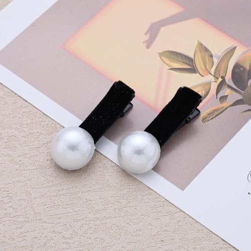 Pinza vintage de perlas en terciopelo negro para cabello miniatura 3