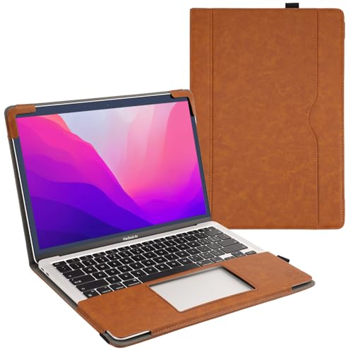Carcasa protectora MacBook Pro 13 de piel marron ideal para reuniones y viajes de negocios