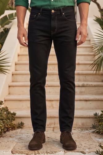 Image of Louis Philippe Men's Slim Fit Stretch Fabric for Comfort Premium wash Aesthetic Authentic Twill and Durable Jeans