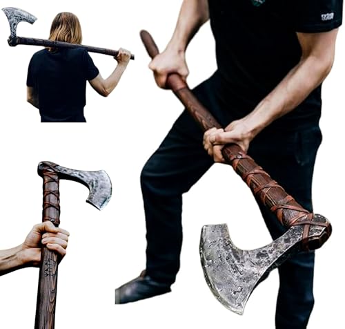 Image of 42 inch Large Berserker Axe, Large Norse Ax, Scandinavian Style Viking Hatchet Double Headed ax, Viking ax, History of Norse Mythology self Defense, Dane Axes for Him