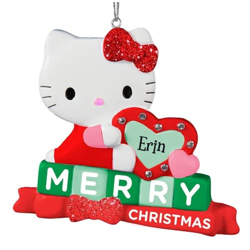 Hello Kitty Christmas Ornament - Personalized - Officially Licensed Sanrio Christmas Tree Decoration Keepsake Collectible Gift - Holiday Decor - with Custom Name