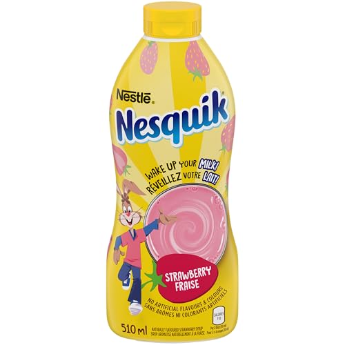 Nestle NESQUIK Mezcla de jarabe con sabor a fresa - Menos azúcar 510ml