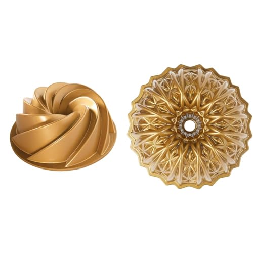 Nordic Ware Heritage Bundt Pan, One, Gold & Cut Crystal