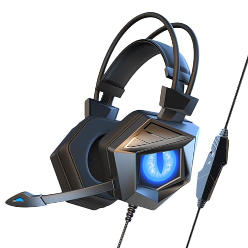 zwxqe Colorful Glow Pc Headset, Pc-Wired Headphones, High-Tech Computer Parts, Noised-Cancelling E-sports Accessories, Wired Game Headset with Mic for E-sports and Music