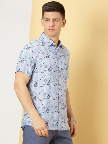 Image of Thomas Scott Men's | Printed | Half Sleeve | Regular Fit | Cotton Blend | Spread Collar | Casual Shirt
