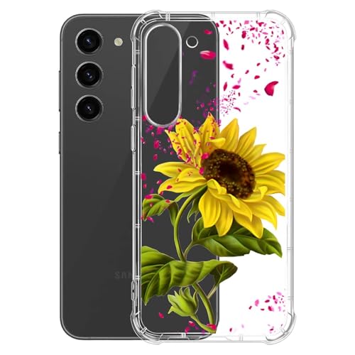 FKBRCL4U for Samsung Galaxy S23 Plus Case, Clear with Falling Red Petal Sunflower Pattern Graphic for Girl Women Soft Silicone Shock Protection for Samsung Galaxy S23 Plus - image 3