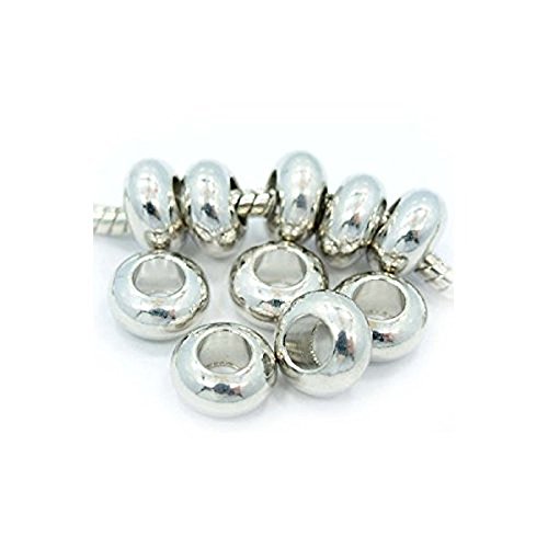Charm Spacer Beads – Set of 10 Silver Tone Spacers, Compatible with European, Troll, Chamilia, and European-Style Snake Chain Bracelets