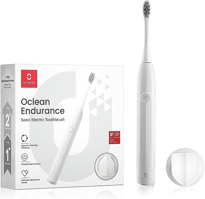 【歯科協会推薦】 Oclean Endurance 電動歯ブラシ IPX7防水 振動調節 音波式 リニアモーター USB Type-C 充電式 3時間急速充電 壁掛けスタンド付属 ホワイト