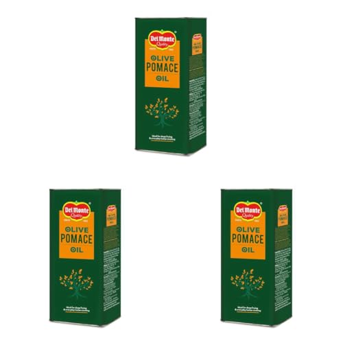 Image of Del Monte Pomace Olive Oil (Imported) | All-purpose everyday cooking oil for regular Indian cooking | Ideal for deep frying, roasting, baking | High MUFA & Low in Saturated Fat | Pomace Olive Oil, 5L Tin Bottle
