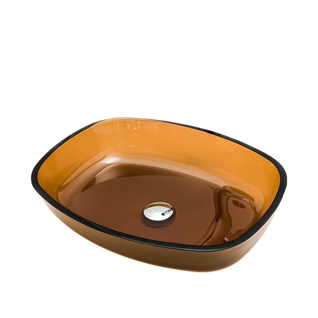 OLSKFUH Bathroom Vanity Bathroom Vessel Sink Toilet Simple Washbasin Tempered Glass Washbasin Hotel Counter Basin Bathroom Sink,C-Sink only