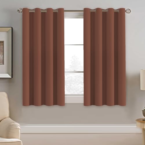 Image of H.VERSAILTEX Blackout Curtain for Bedroom Small Window Kitchen Blackout Curtains 45 inch Length Energy Saving Solid Grommet Blackout Drape, One Panel, Washed Spice, 52 inch W x 45 inch L