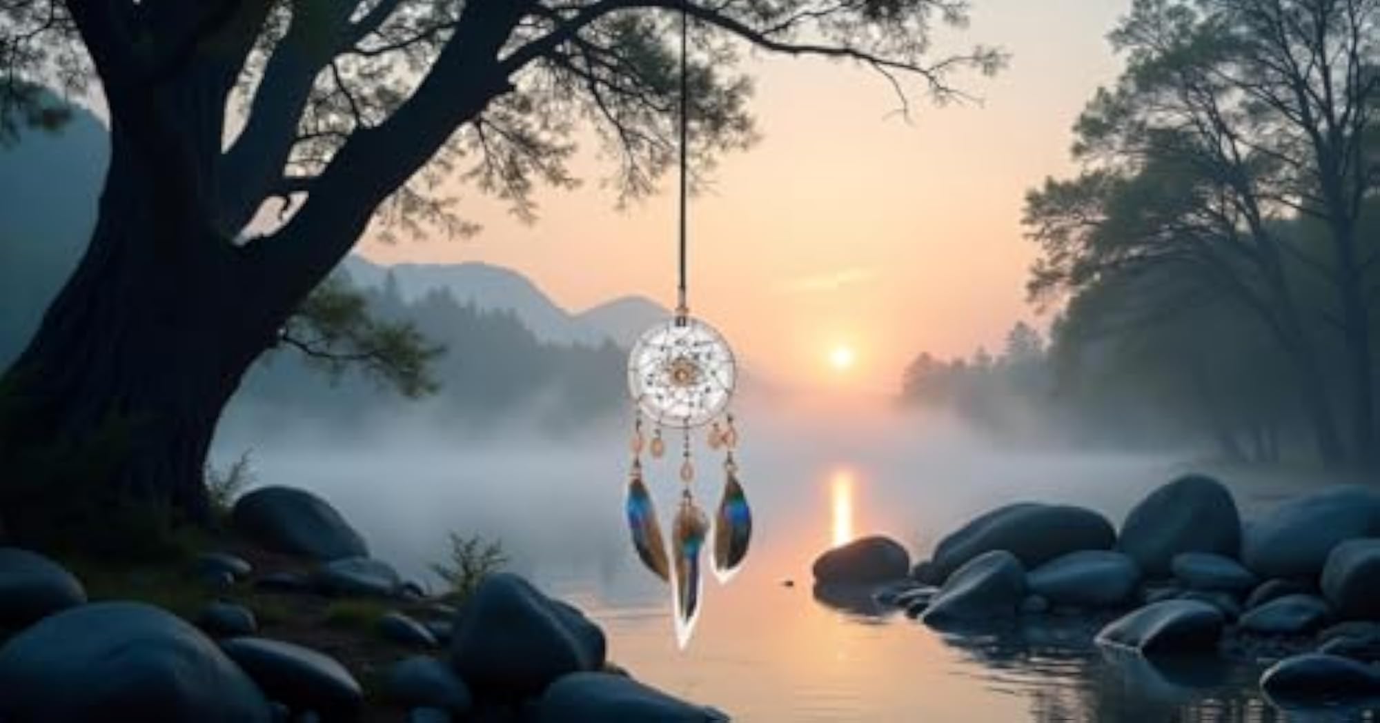 Handmade Elegant Feather Beads Dream Catcher Hanging Ornament