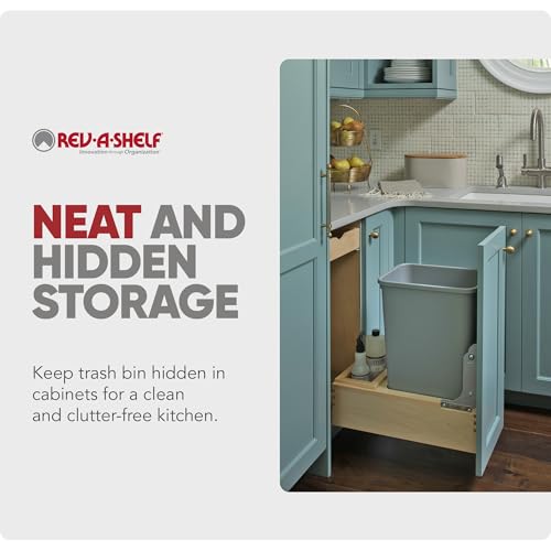 Contenedor para basura de 50 Qt con rieles suave beige miniatura 6